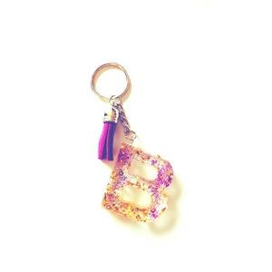 Monogram Resin Personalized letter B keychain